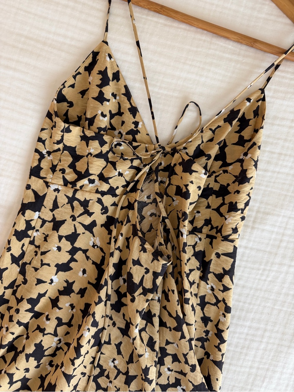 Madewell Black Slip Dress with Cream Floral Print - Picture 4 of 5